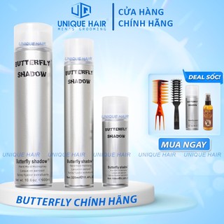Gôm keo xịt giữ nếp tóc Butterfly Shadow 320ml - 600ML Siêu Giữ Nếp - Chính Hãng