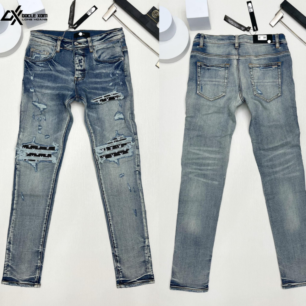 [Hight Quality] - JEAN AMI R LIKEAUTH XANH NHẠT VÁ THỎ NO2022372 FORM SLIMFIT