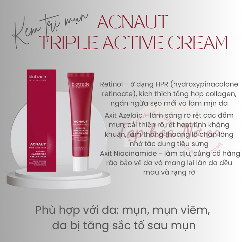 Kem cho da mụn Biotrade Acnaut Triple Active Cream 30ml