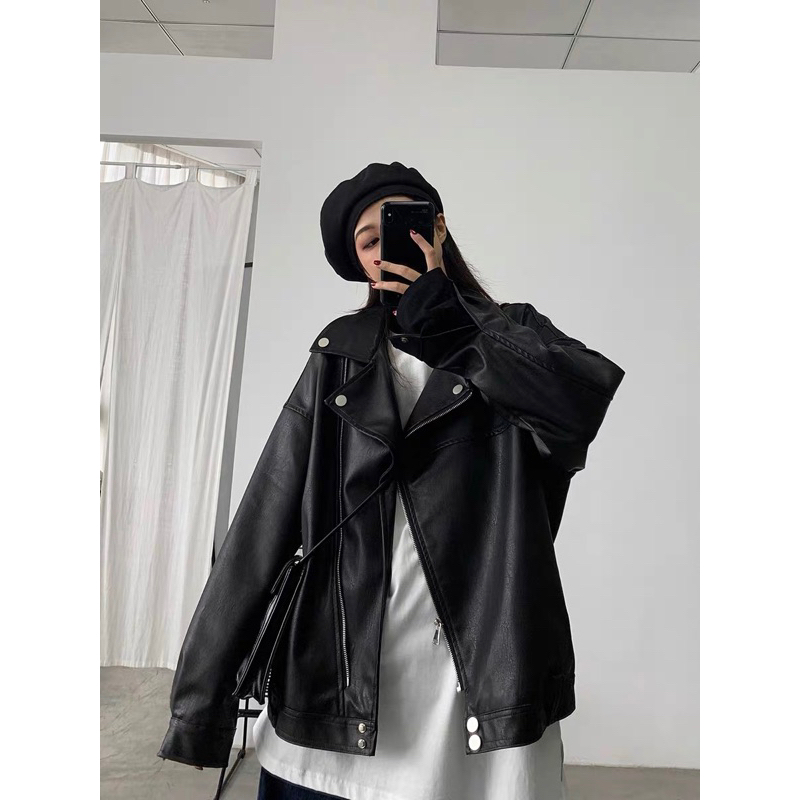 Áo khoác da unisex chất liệu da PU cao cấp phong cách cá tính
