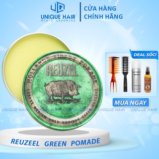Sáp vuốt tóc Reuzel Green Pomade Lợn Xanh Lá 35gr & 114gram - Nhập Khẩu Hà Lan 2024 - Chính Hãng + Quà Tặng
