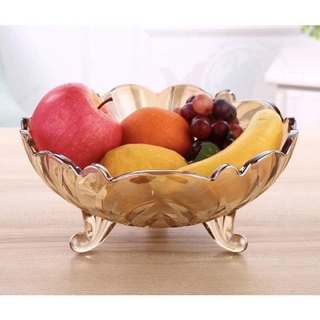 Đĩa thủy tinh đựng trái cây, đĩa hoa quả 3 chân