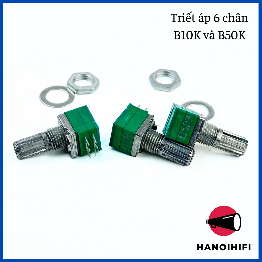 Chiết áp kép 6 chân RK097G 10K,50K , Chiết áp thay thế các mạch âm thanh, thay thế biến trở