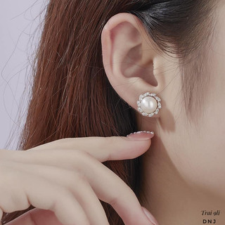 Bông tai bạc ta gắn hạt trai 9ly bạc Bibi silver