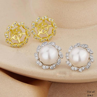 Bông tai bạc ta gắn hạt trai 9ly bạc Bibi silver