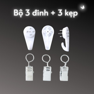 Bộ đinh và kẹp treo thảm treo tường ( 3 ĐINH VÀ 3 KẸP )