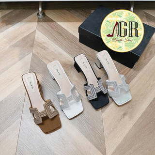 Guốc mũi vuông H đá đính siêu đẹp cao 5 phân