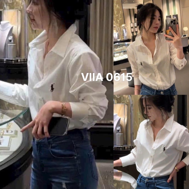 Sơ mi Trắng Kate Thêu Ngựa Dáng Suông  AN0615
