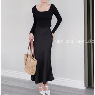 [KAYSTUDIO] CHÂN VÁY LỤA ĐEN