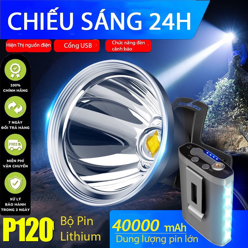 Đèn pin đội đầu gentos siêu sáng chống nước chóa to 12cm pin đeo rời