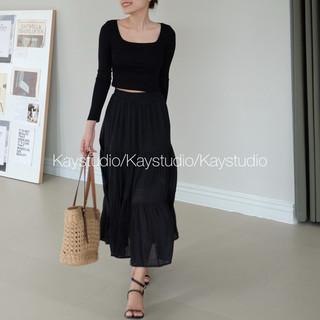 Áo crop đen bẹt vai td
