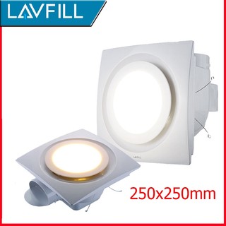 Quạt thông gió, quạt hút mùi âm trần-ốp trần có đèn LED LAVFILL LFCV-12DL(đèn trắng) với bề mặt 250x250mm, công suất 25W
