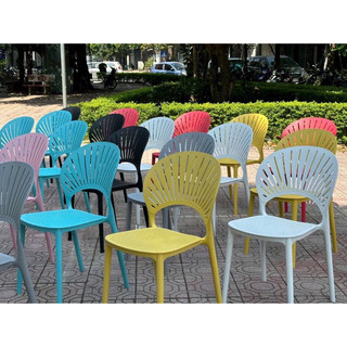 Combo 03 ghế nhựa đúc lưng cánh hoa