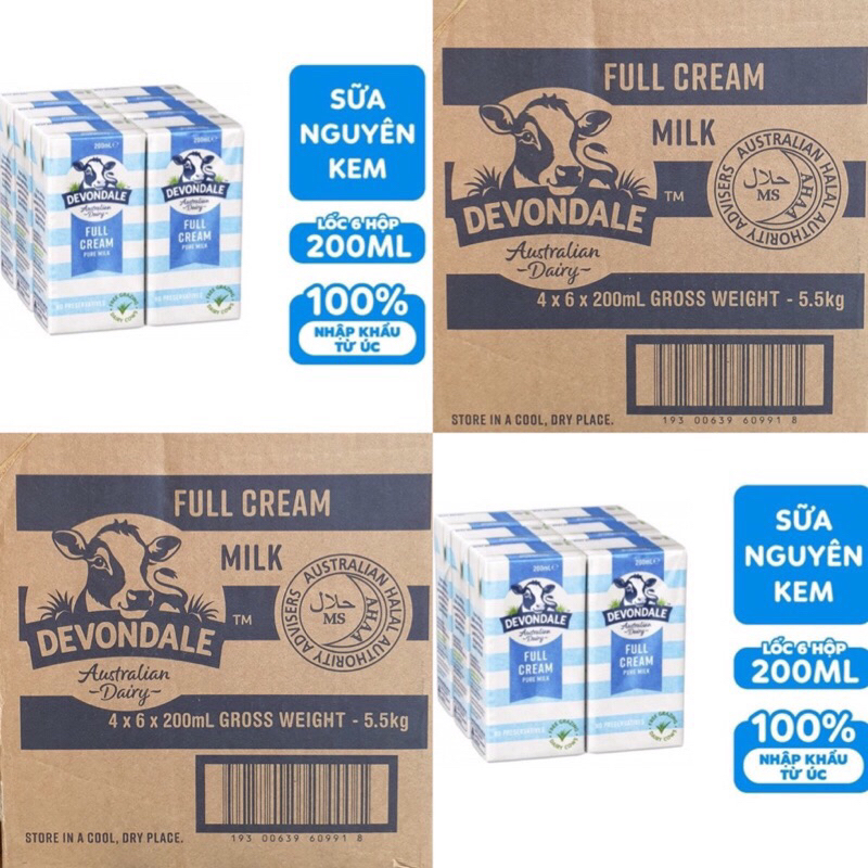 SỮA TƯƠI DEVONDALE ÚC 24 HỘP 200ml