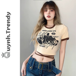 Áo Croptop Nữ Ôm Body YayColt Cổ Tròn Tay Ngắn, Áo Thun Croptop Nữ Dây Quấn Eo Chất Borip Mềm Quynh Trendy A55