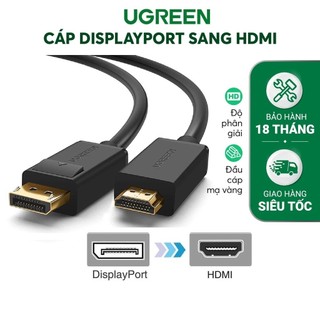 Cáp displayport dp sang hdmi ugreen 1,5m 3m 5m dp101 dây dp to hdmi có chipset 10238 10239 cho pc, màn hình