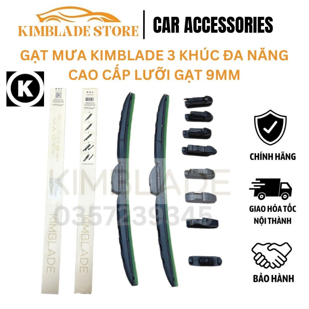 Gạt mưa ô tô 3 khúc KIMBLADE PLUS chốt gạt đa năng Nhập Khẩu Hàn Quốc -CHÍNH HÃNG- Gạt nước xe hơi L