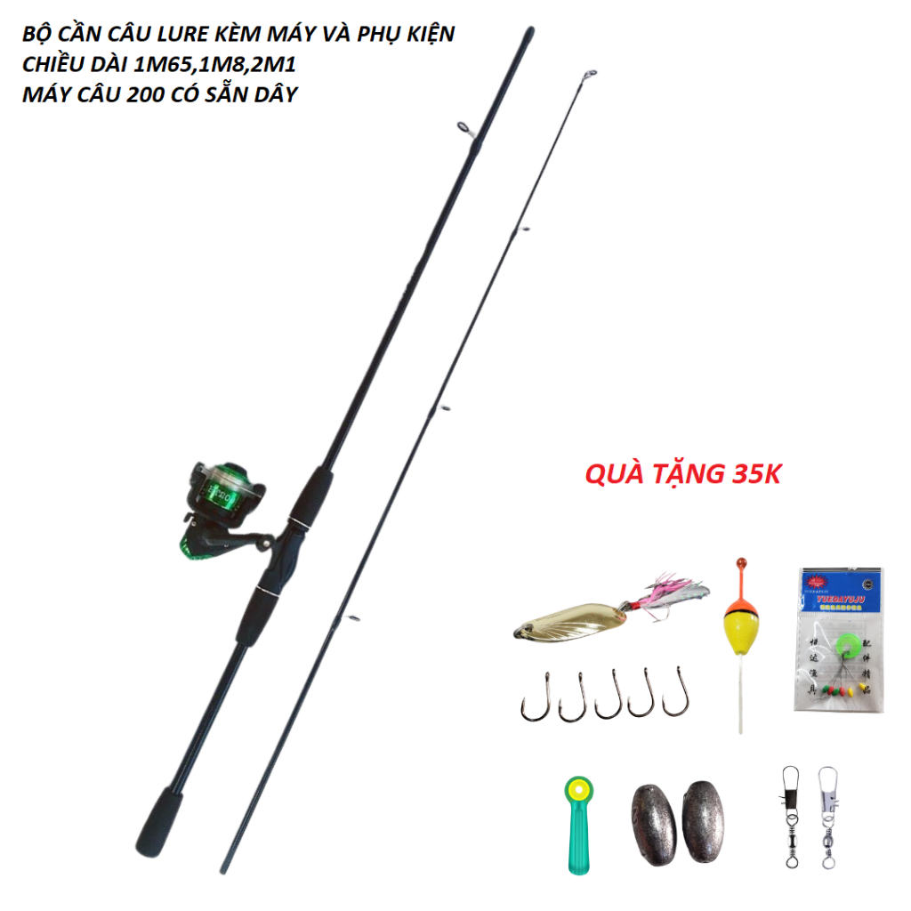 Bộ Cần Câu Máy Đứng Và máy Ngang Sói Đen Giá Rẻ Dài 1m65-1m8-2m1