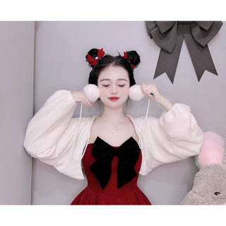 Áo Khoác Len Lông Thỏ Quả Bông