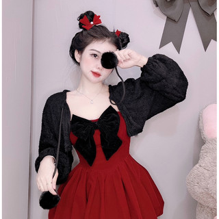 Áo Khoác Len Lông Thỏ Quả Bông
