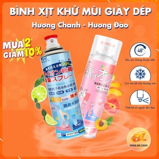 Chai xịt khử mùi giày dép Nano Bạc diệt khuẩn cho nam nữ, bình xịt hết mùi hôi chân, tất, vớ mùi hương đào