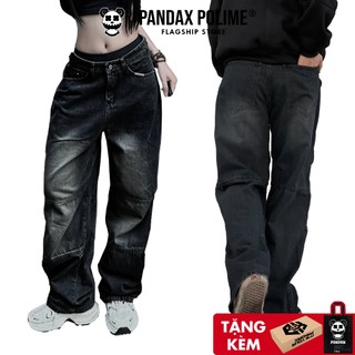Quần jean ống rộng nam nữ cạp cao retro bò denim hiphop dáng suông bigsize cặp đôi unisex local brand Pandax Polime