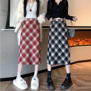    Giá Hủy Diệt   CHÂN VÁY DẠ KẺ CARO DÁNG DÀI XẺ SAU 