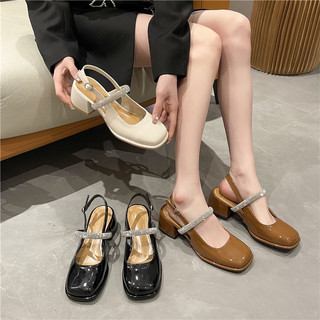 Giày búp bê hở gót đế cao, giày đế cao 5p quai ngang bít mũi