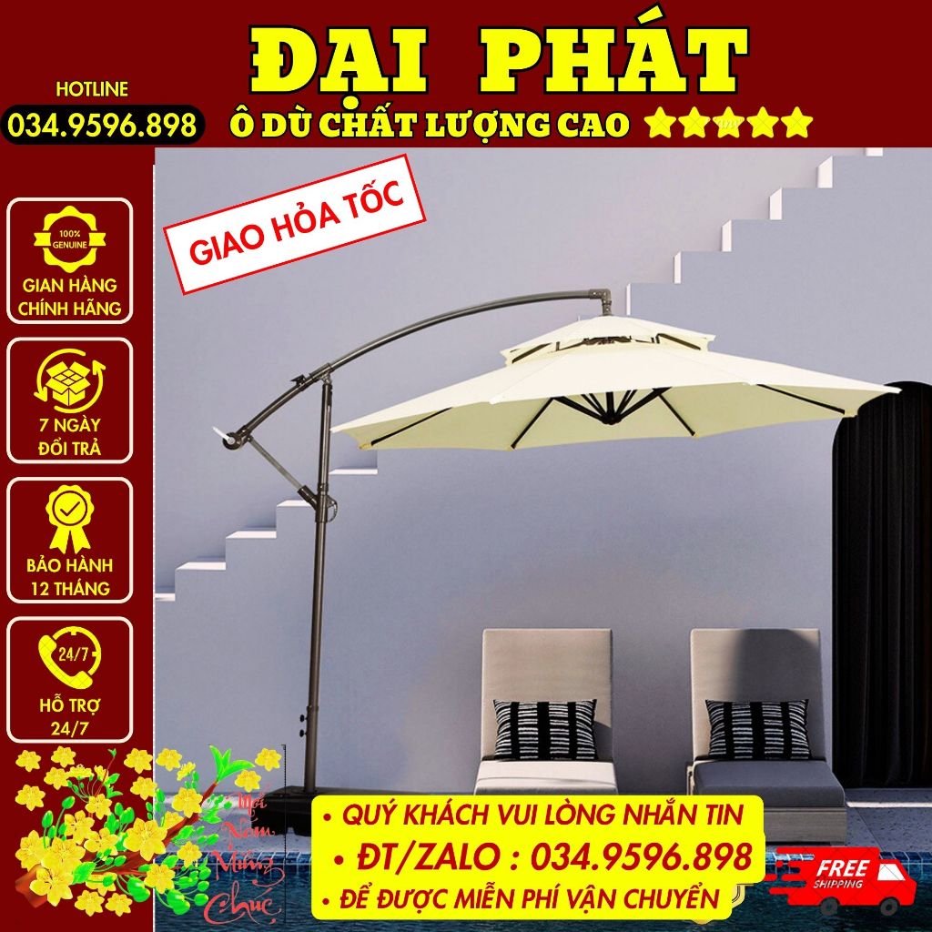 Dù Lệch Tâm Tròn 3M - Chỉnh Được Góc Nghiêng 360 Độ - Ô Dù Lệch Tâm Tròn Đại Phát