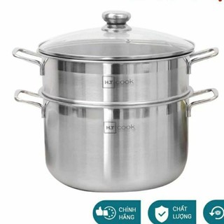 Bộ nồi xửng hấp inox cook size 28cm, 30cm bộ nồi 2 tầng đẹp dày hấp luộc thực phẩm dùng cho mọi loại bếp