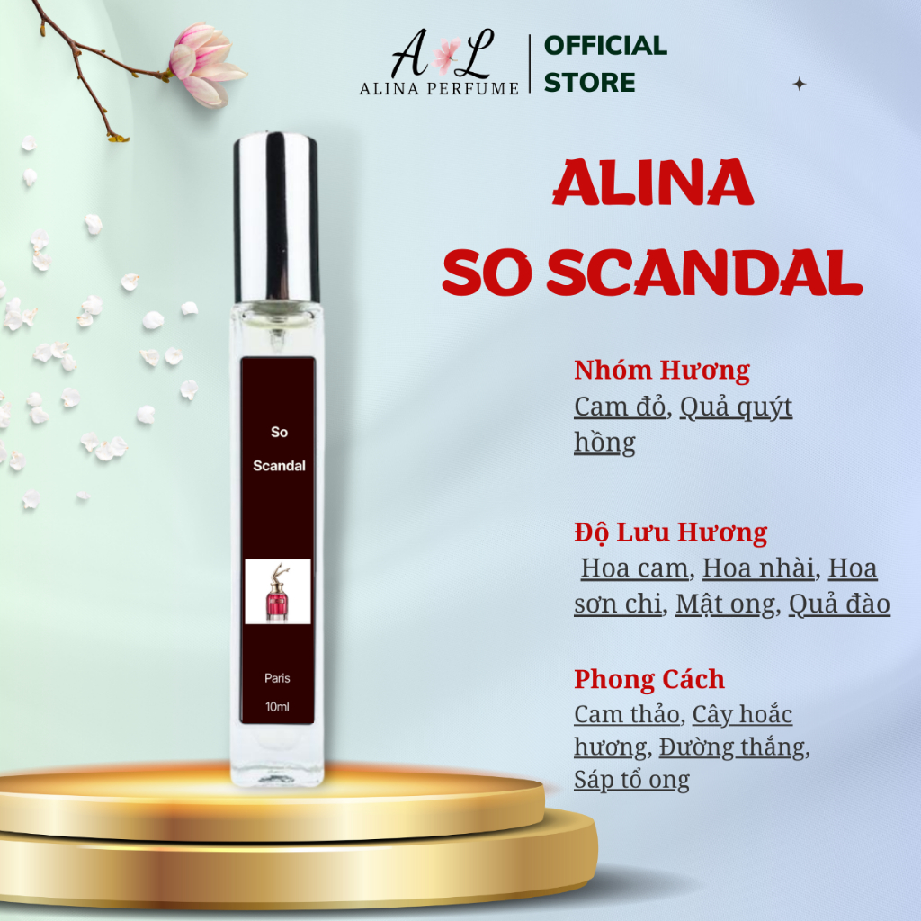 Nước Hoa Chiết Nữ Alina Perfume So Scandal Chính Hãng 10ml Thơm Lâu Quyến Rũ ,Gợi Cảm, Tinh Tế