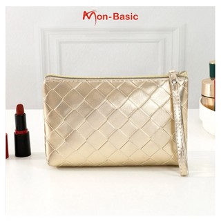 Túi đựng mỹ phẩm nhỏ gọn màu vàng ánh kim