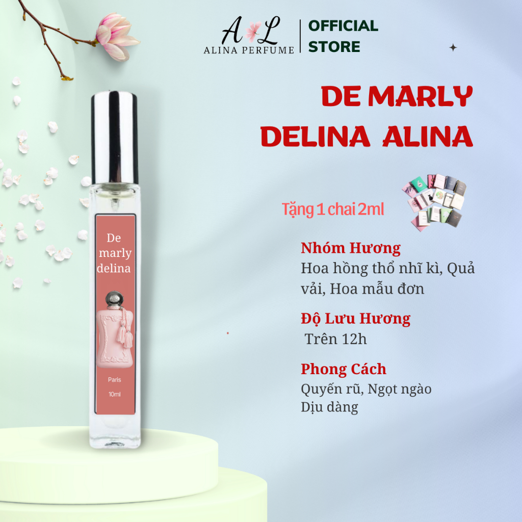 Nước Hoa Nữ Chính Hãng Alina Perfume De Marly Delina 10ml Thơm Lâu Ngọt ngào, Sang Trọng, Quyến rũ