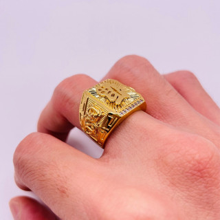  Nhẫn nam titan chữ phước phối rồng Nhẫn nam chữ phúc màu vàng 2 bên hông chạm khắc rồng Không phai màu không rỉ sét 