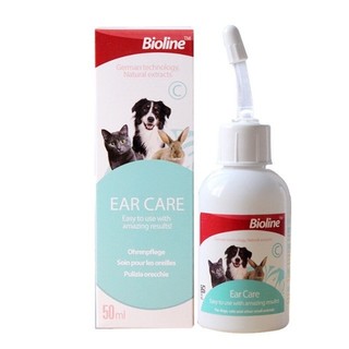 Dung dịch vệ sinh tai Bioline Ear Care 👂 Ohrenpflege 50ml dành cho thú cưng chó mèo