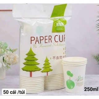 50 Ly Cốc Giấy chịu nhiệt dùng 1 lần tiện lợi 250ml Paper Cup