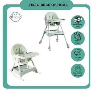 Ghế ăn dặm bập bênh, gấp gọn cho bé, Ghế ăn dặm ngả lưng, có bánh xe cho bé, Ghế ăn dặm đa năng- PR203