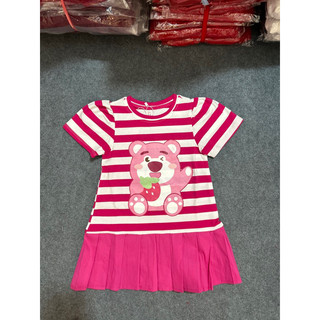 Đầm gấu dâu kẻ hồng Sofia Candy so cute