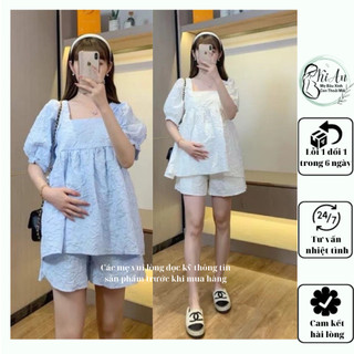 SET BỘ Babydoll Ki An BB 1380 đũi nhăn cho mẹ bầu☘️bộ bầu cao cấp siêu mát siêu mềm thiết kế sang chảnh☘️freesize 43~
