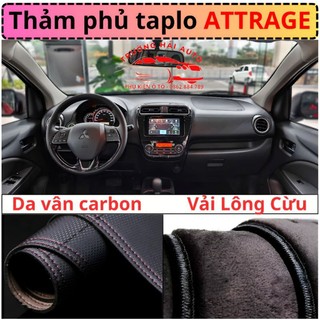 Thảm taplo ô tô mitsubishi attrage 2015-2023 da vân cacbon và nhung lông cừu 3 lớp chống trượt