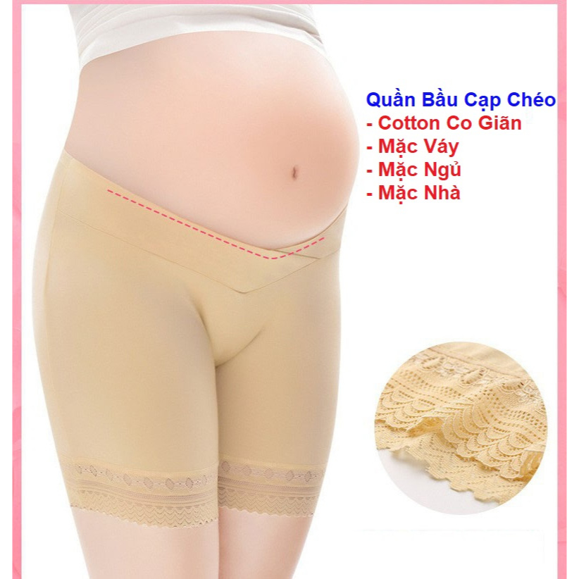 Quần đùi bầu cạp chéo size 52->72kg, Mặc ngủ và mặc trong váy - 𝐐𝐋𝟏𝟎