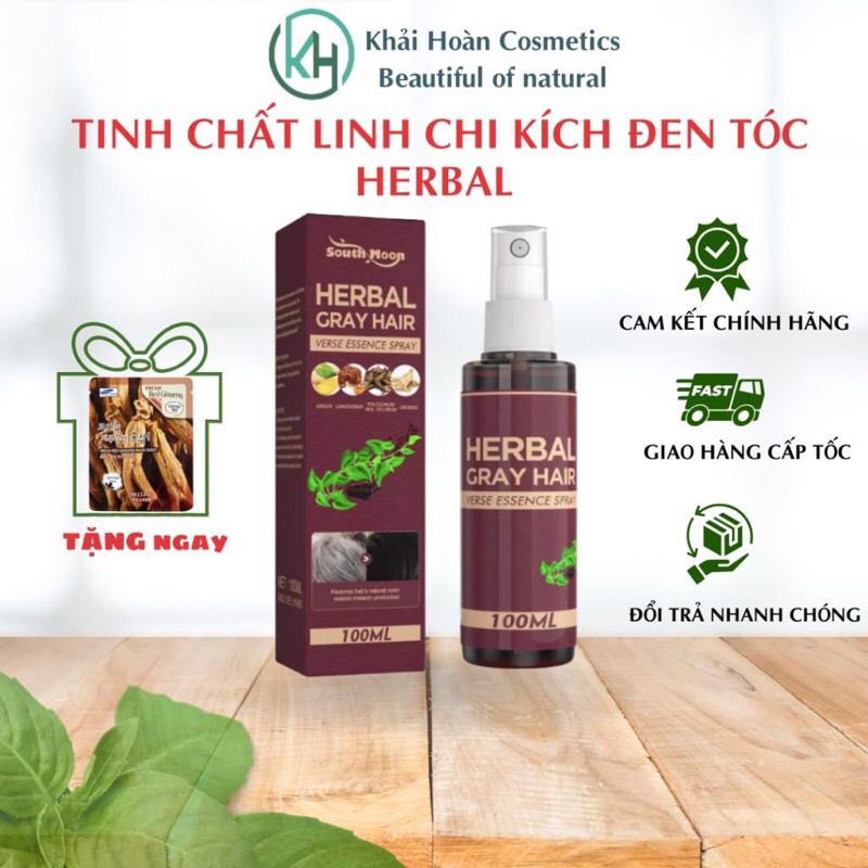 Xịt Tóc Herbal gray hair linh chi kích đen tóc 100ml