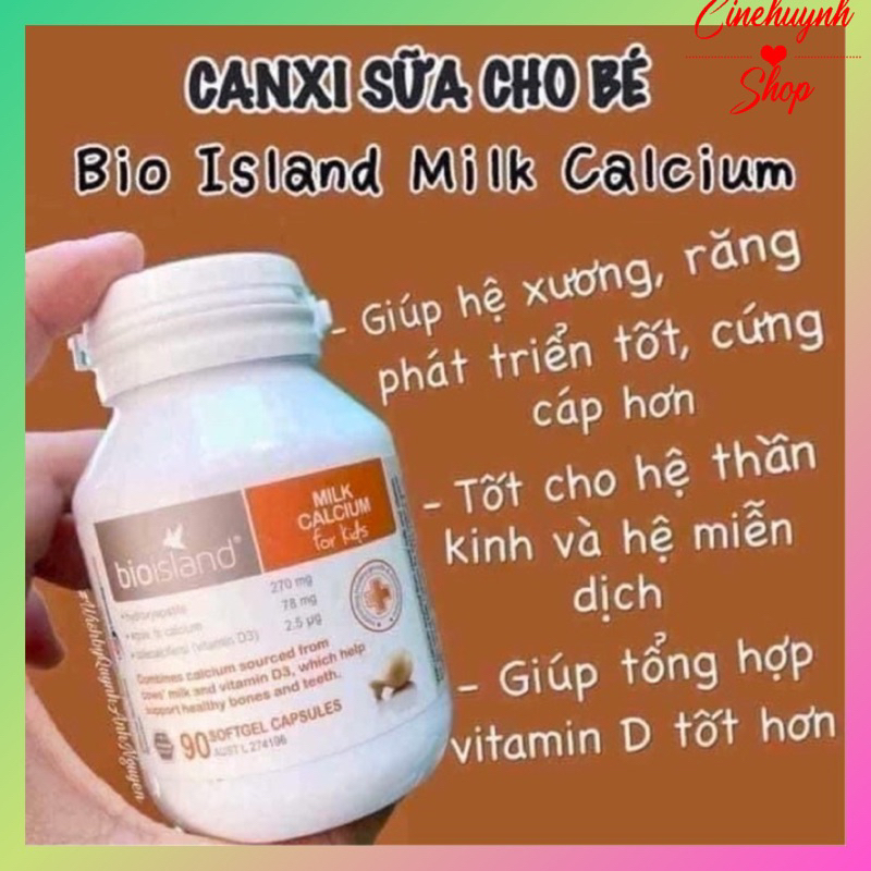 VIÊN UỐNG BỔ SUNG CANXI SỮA CANXI MILK BIO ISLAND ÚC 90 Viên
