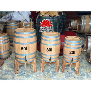 Thùng ngâm ủ rượu gỗ sồi Đỏ dáng đứng 50 lít