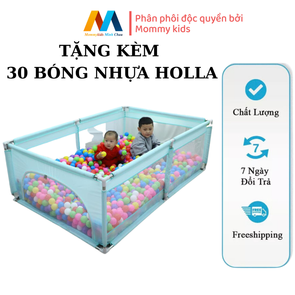 Quây cũi nhà bóng MOMMYKIDS MINH CHÂU Cho bé chống va đập,khung hợp kim chắc chắn18.2m,  1M5 X 1M5 và 1m2 x 1m8