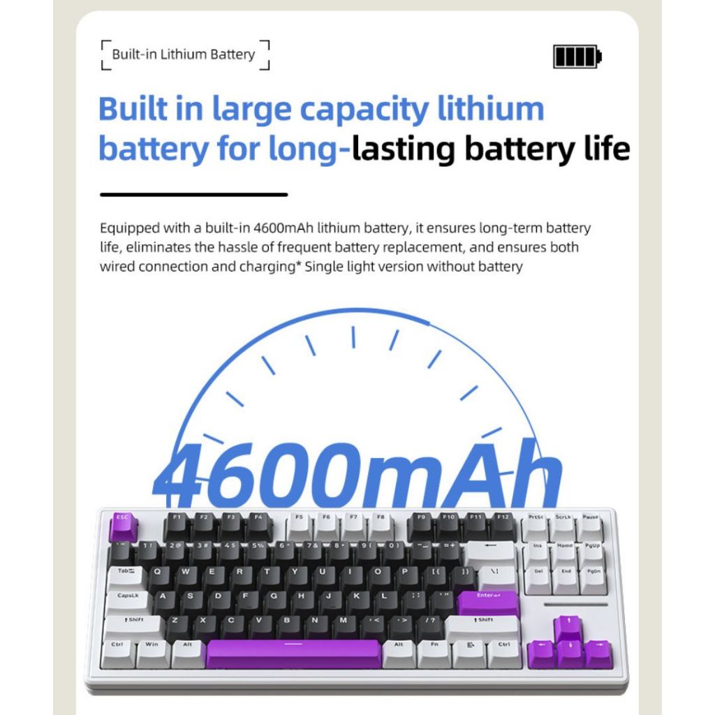 Bàn Phím Cơ Xinmeng M87 Không Dây Bluetooth Gaming Có LED viền LED RGB Pro App Custom , White Switch , Hotswap , 3 Mode | BigBuy360 - bigbuy360.vn