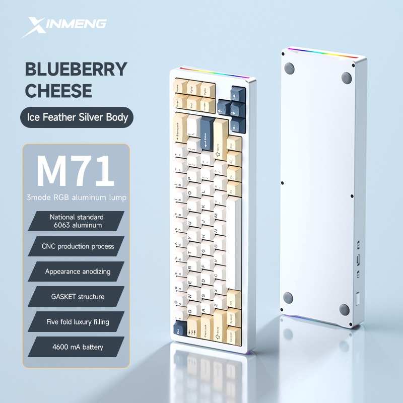 Bàn Phím Cơ M71 Khung Nhôm CNC Không dây Bluetooth Cấu Trúc GASKET Hotwsap 5 Pin Mạch Xuôi LED RGB | BigBuy360 - bigbuy360.vn