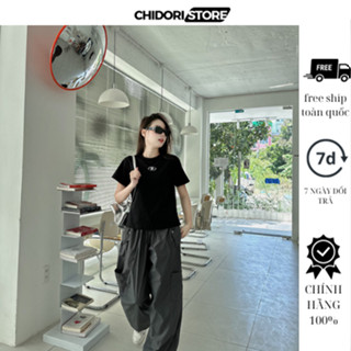 Áo Thun Baby Tee Nữ tay Ngắn Thêu Chữ P Chất Vải Cotton 2c 100% From Ôm tôn Dáng Phong Cách Trẻ Trung Năng Động