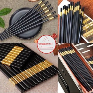 Đũa ăn cơm nhựa hợp kim mạ vàng sang trọng/10đôi