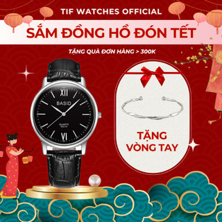 Đồng Hồ Nam Nữ Da Cá Sấu BASID KIM Tif Watches Sang Trọng Chống Nước Tốt Hợp Tặng Quà